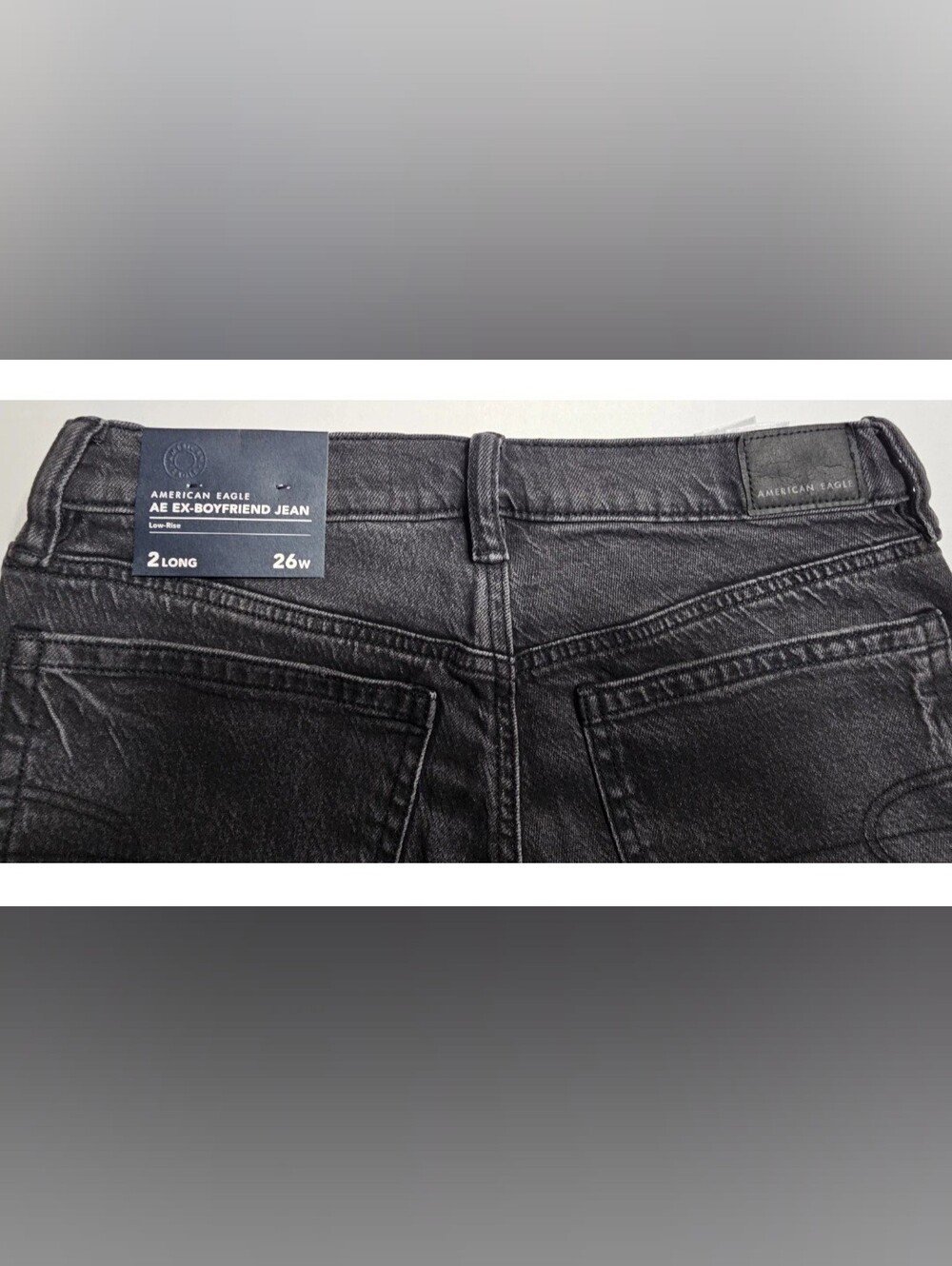 NWT American Eagle Ex-Boyfriend Jeans Black Studded Low-Rise Size 2 Long